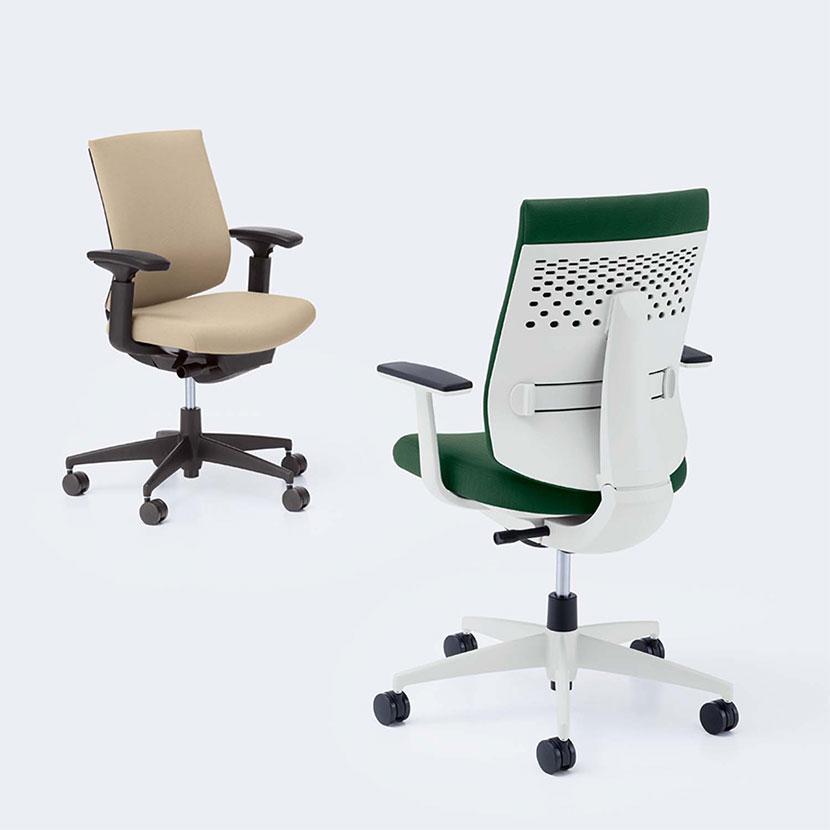 ライトオリーブ入荷未定 ウィザード4 wizard4 オフィスチェア ローバック アルミ肘 アルミポリッシュ脚 本体ブラック 布 ポリウレタン巻きキャスター コクヨの画像