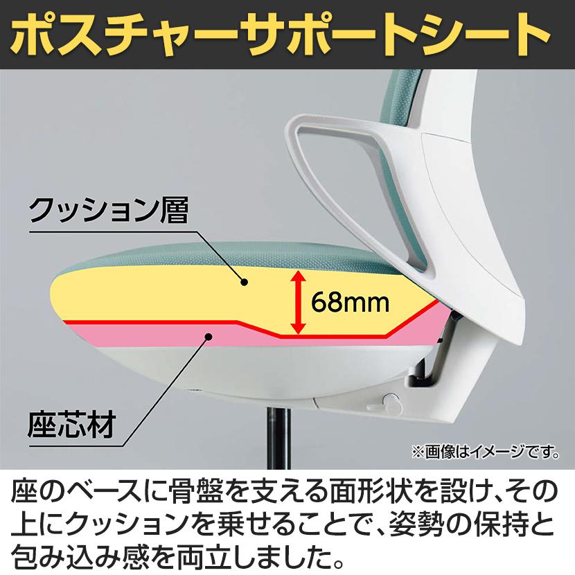 コクヨ ピコラリビナ picora livina スタンダードタイプ ミニバック 布張り ブラック脚 本体ホワイトグレー ゴム単輪キャスター オフィスチェア C10-B19CG-E1_20