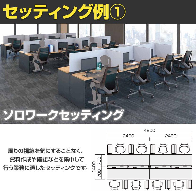 コクヨ ワークヴィスタ＋ フリーアドレスデスク 片面タイプ 配線カバー開閉式 幅3600×奥行625×高さ720mm 脚ホワイトの画像
