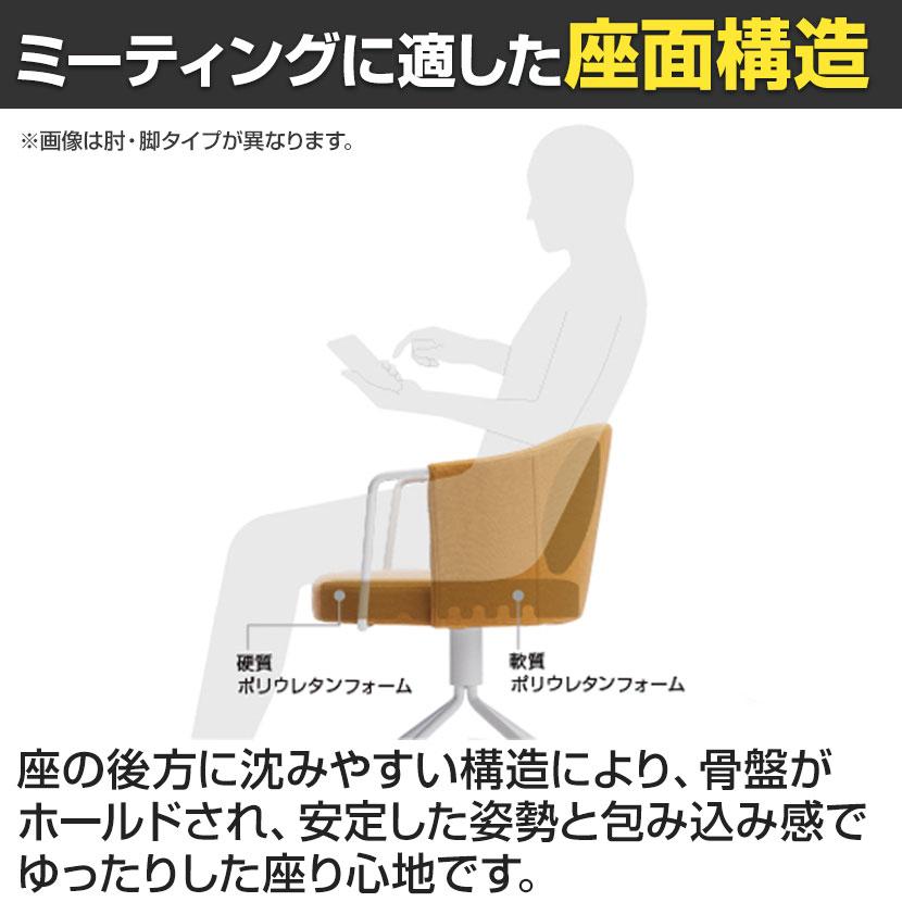 コクヨ コーデ COODE ラウンジチェア 固定脚 ミドルハイタイプ 背座回転 肘なし ホワイト塗装脚 背座クッション 背座同色 K04-WZ20SCの画像