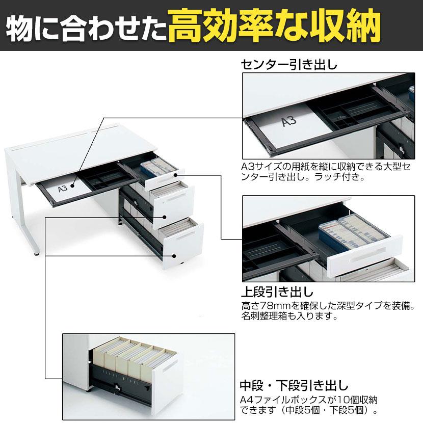 iSデスク 片袖デスク スチールデスク A4タイプ 本体ホワイト 幅1200×奥行600×高さ720mm SD-ISN126LCAS 【総】