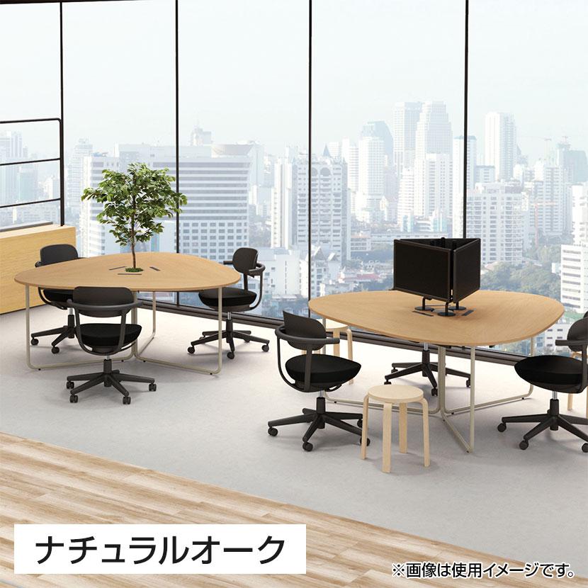 コクヨ フランカ 三角形テーブル ミーティングテーブル 電源付き コの字脚 幅1465×奥行1390×高さ720mm 脚ブラック TFK-UT1514WM-6Aの画像