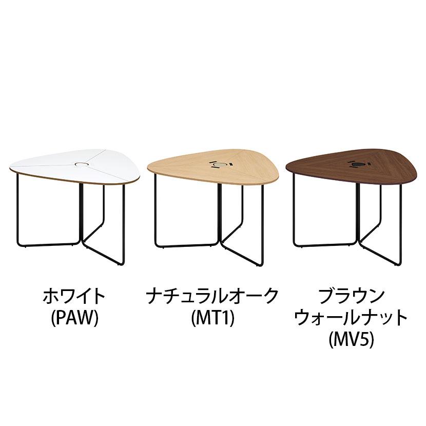 コクヨ フランカ 三角形テーブル ミーティングテーブル 電源付き コの字脚 幅1465×奥行1390×高さ900mm 脚ブラック TFK-UT1514YM-6Aの画像
