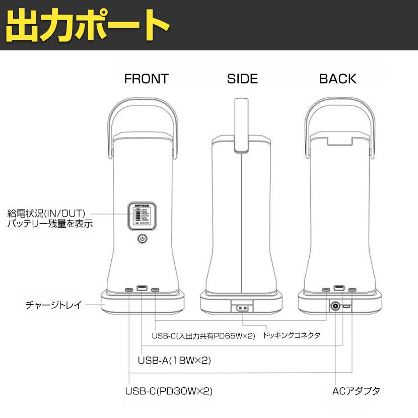 ポポフ ポータブルバッテリー モバイルバッテリー 充電器 PD対応 フリーアドレス 防災 災害 STPP-200A-Bの画像