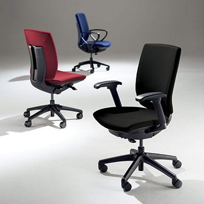 ブラック:次回入荷未定 オフィスチェア デスクチェア ワークチェア 事務椅子 エルビス ミドルバック フレキシブルアームタイプ 布張り No.2612F_2