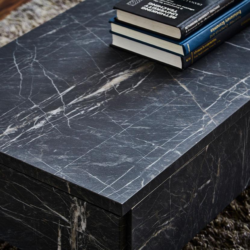 リビングテーブル センターテーブル ローテーブル 収納付 大理石調 モダン モノトーン 日本製 幅1050×奥行450×高さ300mm