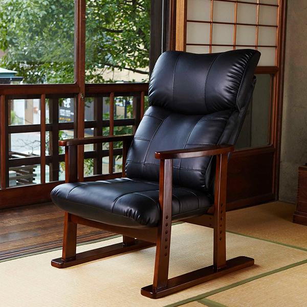 スーパーソフトレザー高座椅子-大河- 幅685×奥行760〜1250×高さ950〜1070mm (座面高：330・360・390・420・450mm) 日本製_3
