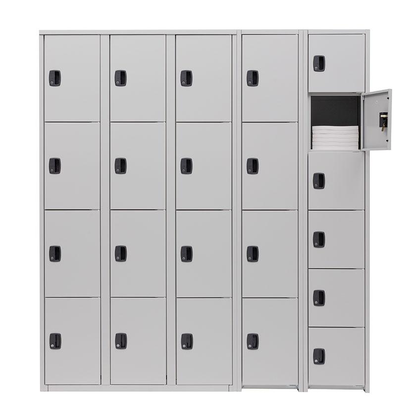 ジョイントスチール薄型組立式ロッカー シリンダー錠 1連 4段 4人用