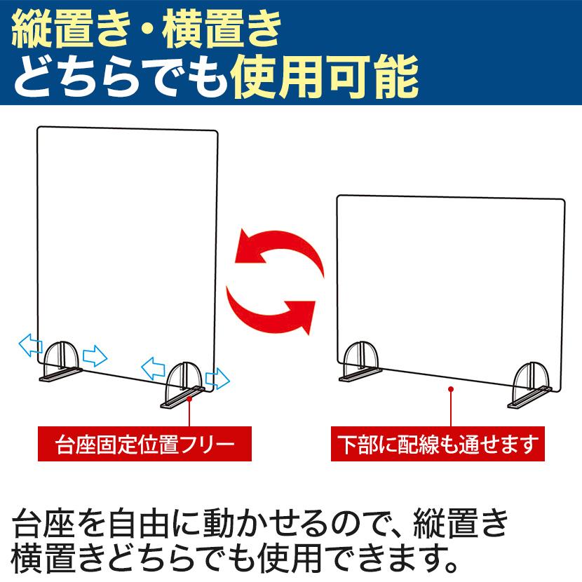 2台セット 飛沫防止パネル デスクサイドパーテーション PVC製 3mm厚 縦横両用 透明 置き型 スニーズガード 衝立 卓上 耐薬品 デスクトップ 380×130×580mm_3