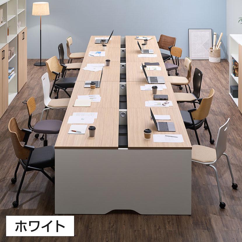法人様限定 NF2.0シリーズ フリーアドレスデスク 10人用 引き出し付き 幅6000×奥行1400×高さ720mm 配線ボックス付き ミーティングテーブル 会議用テーブルの画像
