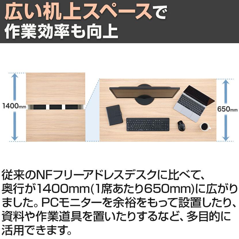 法人様限定 NF2.0シリーズ フリーアドレスデスク 10人用 引き出し付き 幅6000×奥行1400×高さ720mm 配線ボックス付き ミーティングテーブル 会議用テーブルの画像