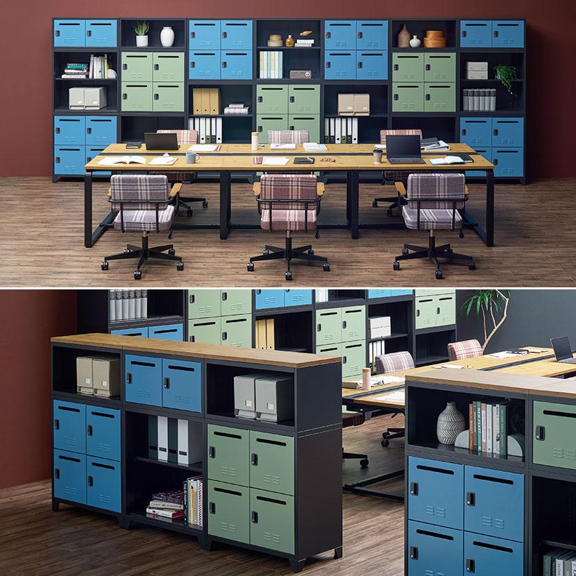 オフィスコム 法人様限定 スチール書庫 APシリーズ 引戸書庫 2段引違い