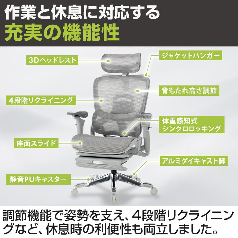 オフィスコム レヴォリア 大型フットレスト 人間工学チェア 6D稼働肘