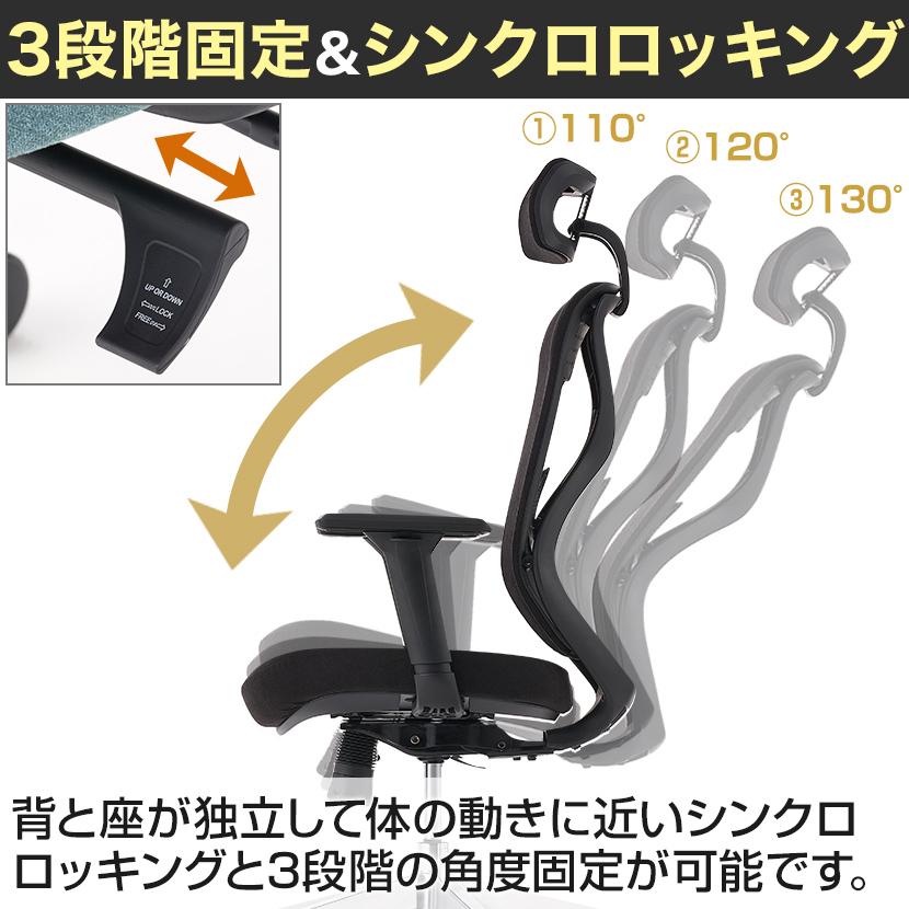 オフィスチェア メッシュ YS-1 可動肘 ヘッドレスト デスクチェア
