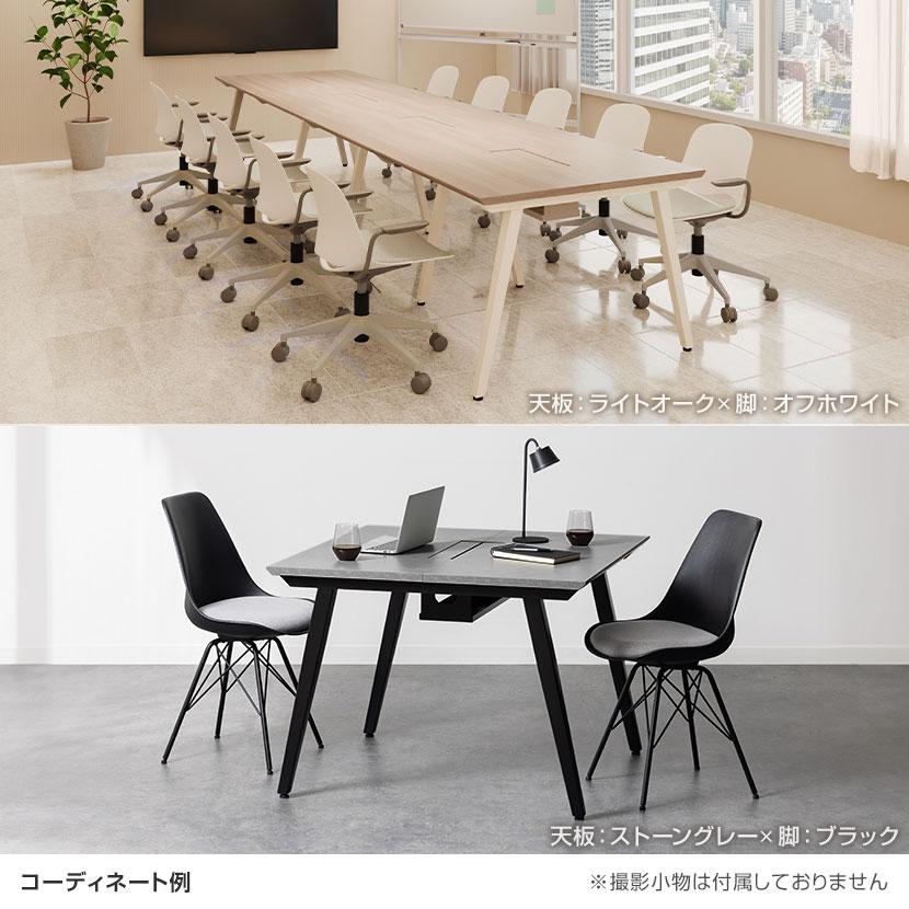 法人様限定ミーティングテーブル EXELEGA 会議用テーブル 幅1000×奥行1000×高さ720mm 配線ホール 配線ボックス付き フリーアドレスデスクの画像