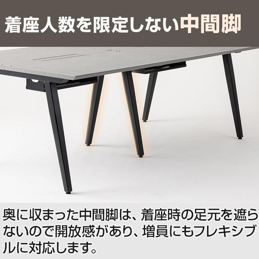 天板)ストーングレー6月中旬入荷 法人様限定フリーアドレスデスク EXELEGA 6人用 会議用テーブル 幅3600 奥行1200 高さ720 配線ホール 配線ボックス_16