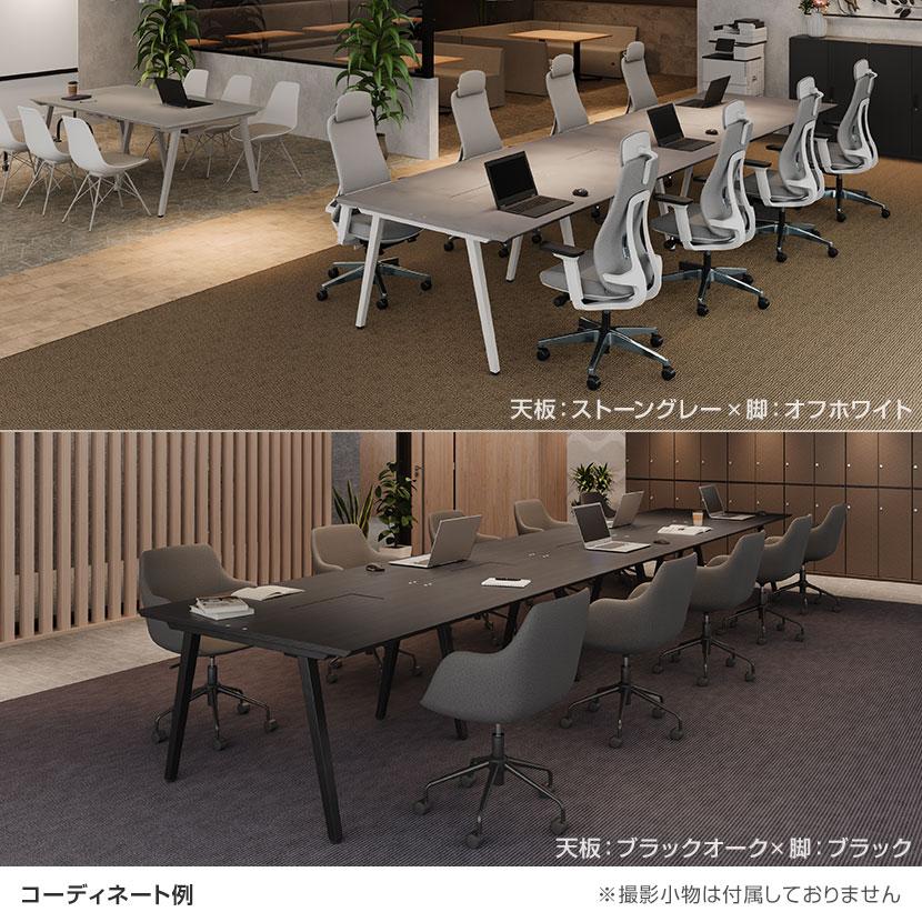 天板)ストーングレー6月中旬入荷 法人様限定フリーアドレスデスク EXELEGA 6人用 会議用テーブル 幅3600 奥行1200 高さ720 配線ホール 配線ボックス_9