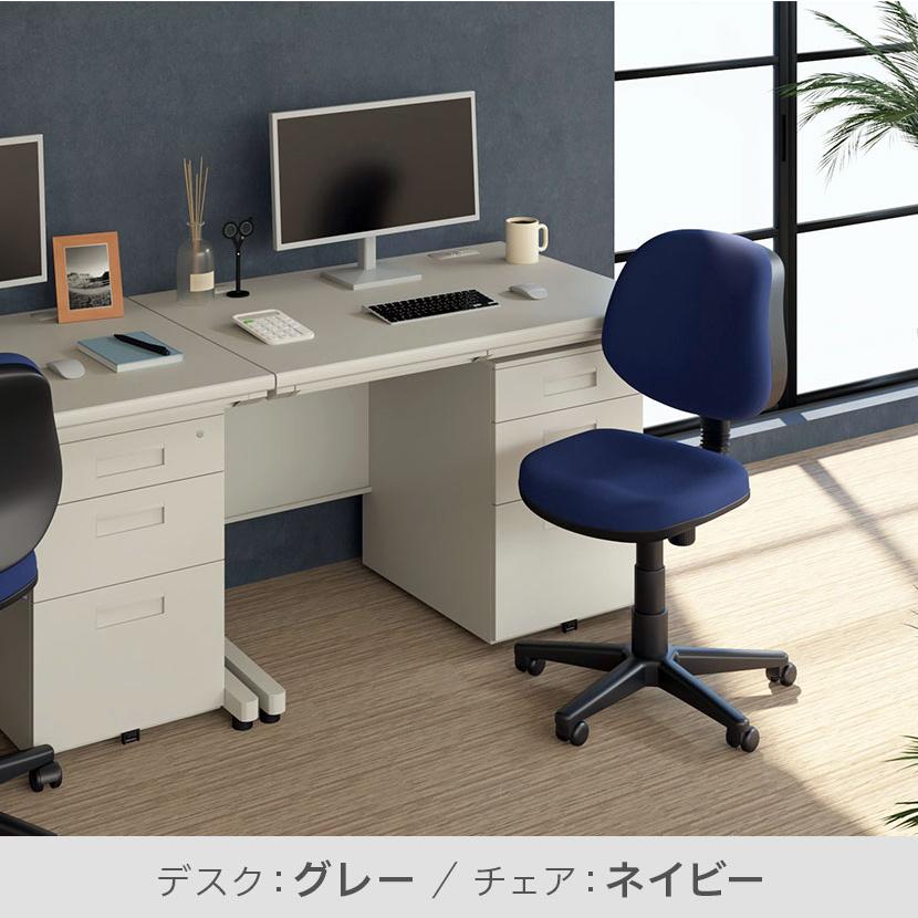 法人様限定 デスクチェアセット スチールデスク 平机 1000×700 + オフィスワゴン + 布張り オフィスチェア RD-1の画像