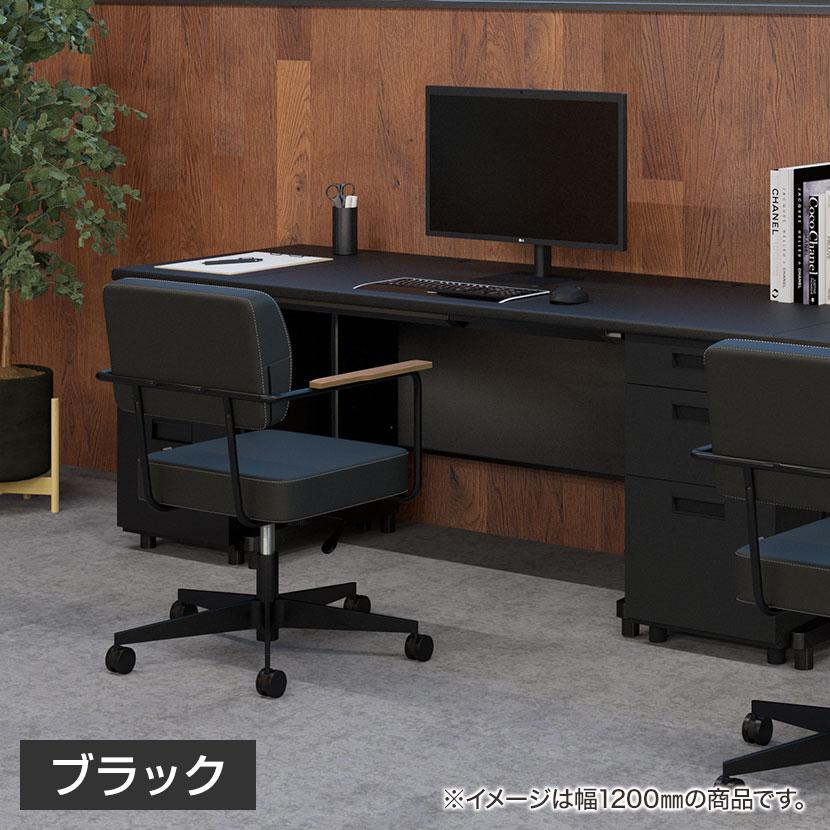 法人様限定 スチールデスク ブラック EX 両袖机 オフィスデスク 引き出し 幅1400×奥行700×高さ720mm 配線穴 事務机 ビジネスデスク パソコンデスク | オフィスコム | 06