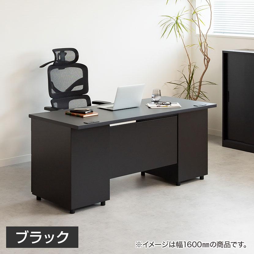 法人様限定 スチールデスク ブラック EX 両袖机 オフィスデスク 引き出し 幅1600 奥行700 高さ720 配線穴 事務机 ビジネスデスク | オフィスコム | 08