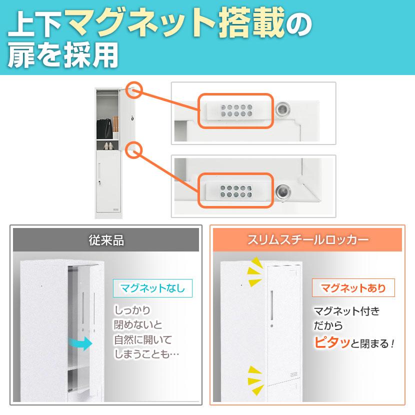 レビュー特典あり 法人送料無料 ロッカー 2人用 OCスチールロッカー オフィス 更衣室ロッカー スリムロッカー 1列2段 シリンダー錠 鍵 幅380 奥行450 高さ1800の画像