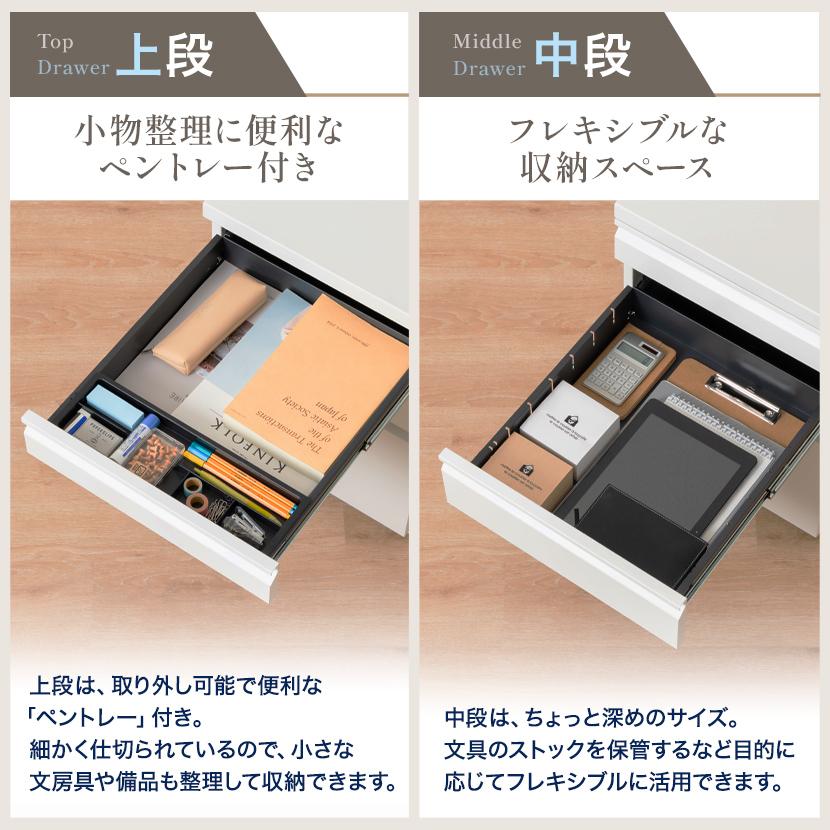 オフィスコム オフィスワゴン デスクワゴン シリンダー錠 3段 サイド