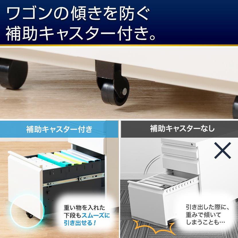 オフィスコム オフィスワゴン デスクワゴン シリンダー錠 3段 サイド
