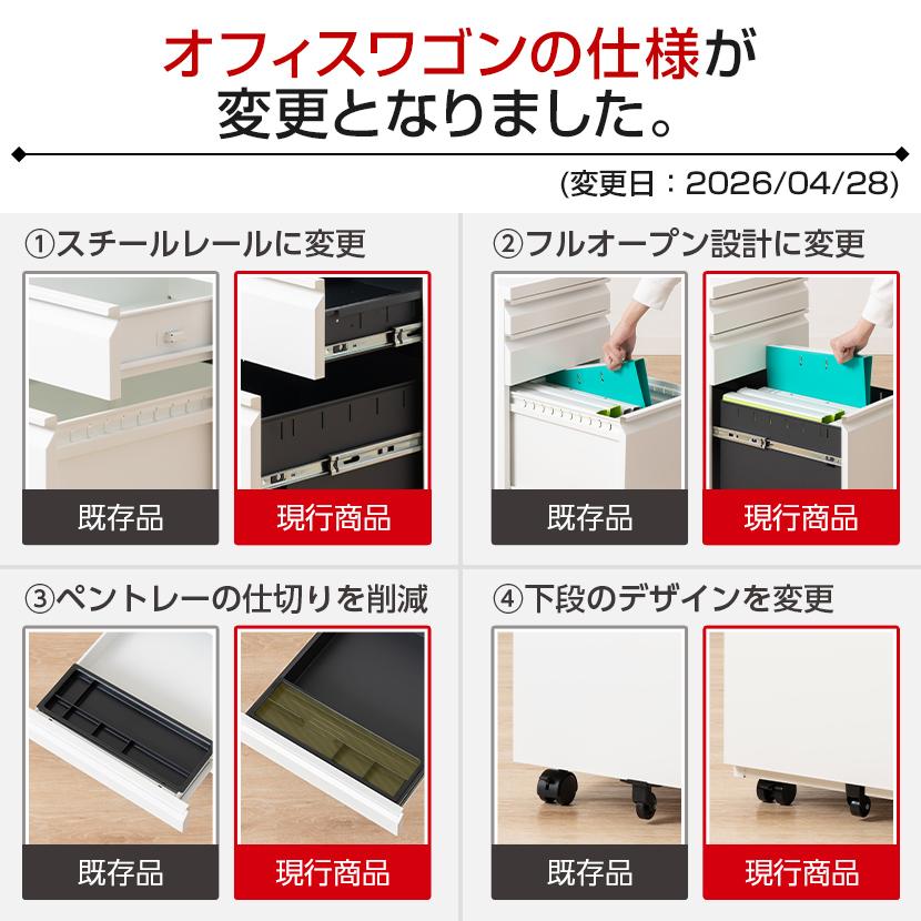 オフィスコム オフィスワゴン デスクワゴン シリンダー錠 3段 サイド