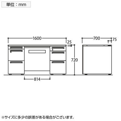 3V0NAF アドバンス ADVANCE 両袖机 標準タイプ 3段 中央引出し付き(A3対応)幅1600×奥行700×高さ720mm (オカムラ)_20