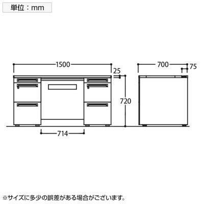3V0SAG アドバンス ADVANCE 両袖机 標準タイプ 左3段袖+右3段袖 中央引出し付き(A3対応)幅1500×奥行700×高さ720mm (オカムラ) | オカムラ | 20