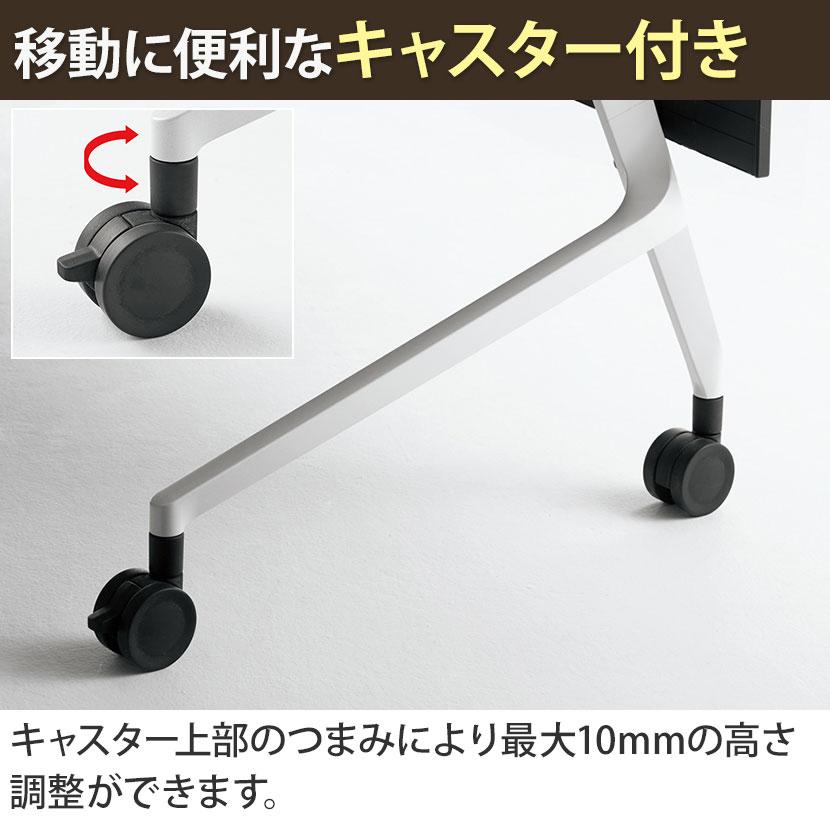 81F5BD マルカ サイドフォールドテーブル 棚板付き 樹脂幕板付き 幅1500×奥行600×高さ720mm (オカムラ)ブラック/プライズウッドブラック/プライズウッドの画像