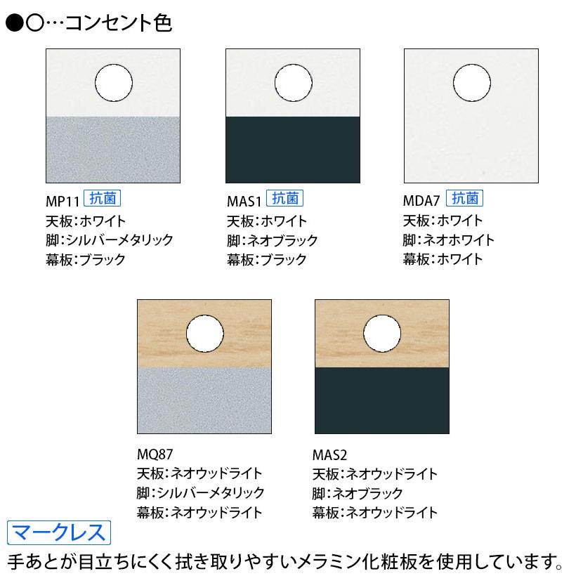 81F5FC マルカ サイドフォールドテーブル コンセントユニット付き 棚板付き 樹脂幕板付き 幅1500×奥行450×高さ720mm (オカムラ)ホワイト/ネオウッド_3