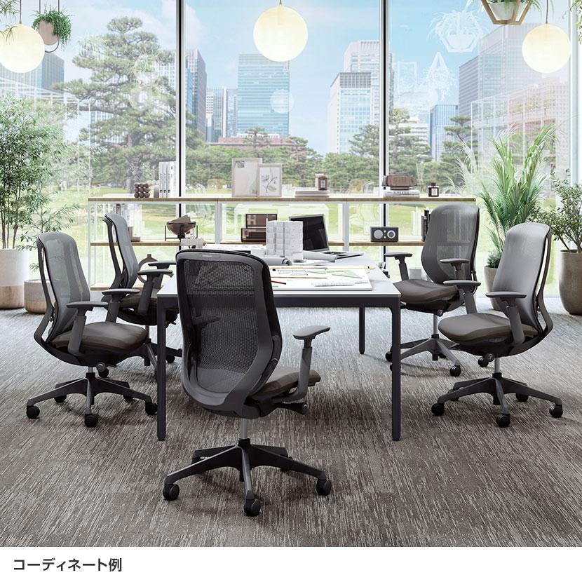 オカムラ シルフィー オフィスチェア 可動肘 背メッシュ 座面布張り ハイ ダークグレーボディ ランバーサポート アルミ脚 ウレタンキャスター Sylphy C685EEの画像