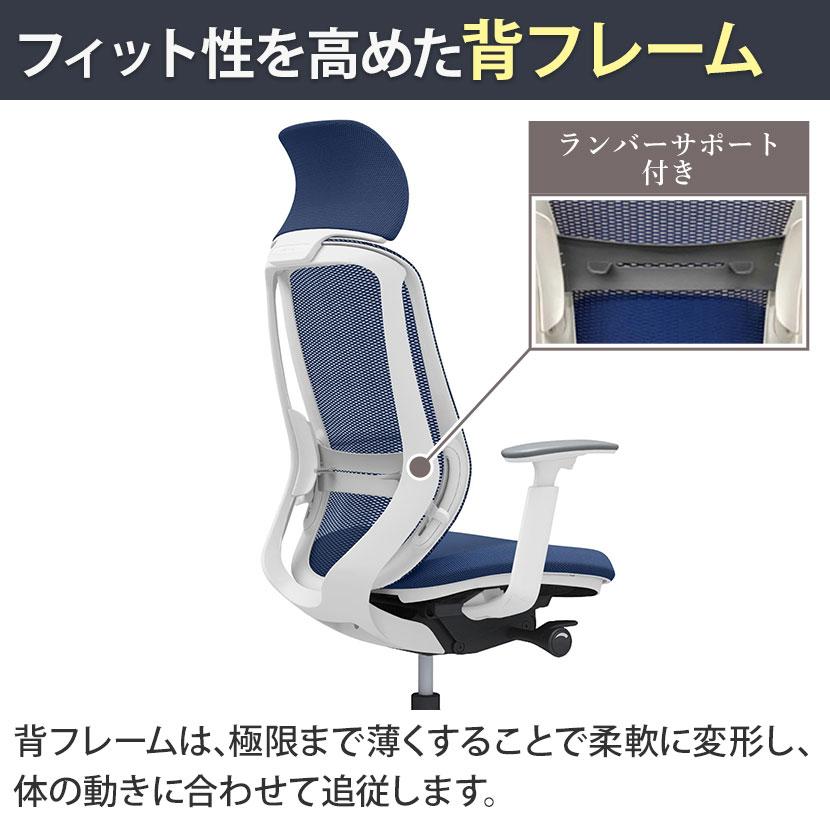 オカムラ シルフィー sylphy エクストラハイ 背メッシュタイプ アジャストアーム ホワイトボディ 樹脂脚 ウレタンキャスター ランバーサポート付 C68AZZ_15