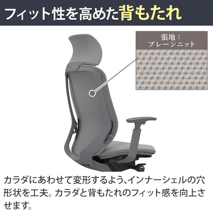 オカムラ シルフィー オフィスチェア エクストラハイ 固定ヘッドレスト 可動肘 背クッション ダークグレーボディ 樹脂脚 ウレタンキャスター Sylphy C68CZAの画像