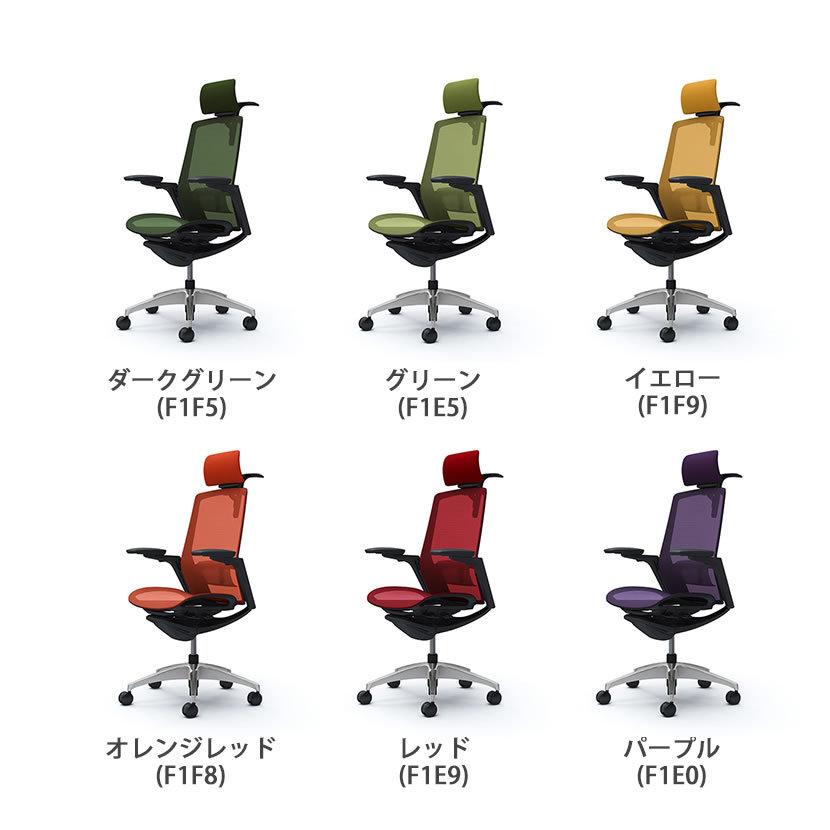C78BFS フィノラ 可動肘 エクストラハイバック 座メッシュ メッキパネル ポリッシュ脚 ブラックボディ ハンガー付 ランバー付 ウレタンキャスター (オカムラ)の画像