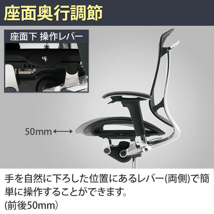 オカムラ コンテッサ セコンダ ContessaII エクストラハイ 座メッシュ ブラックフレーム ブラックボディ ランバーサポート付 ウレタンキャスター CC85ZSの画像