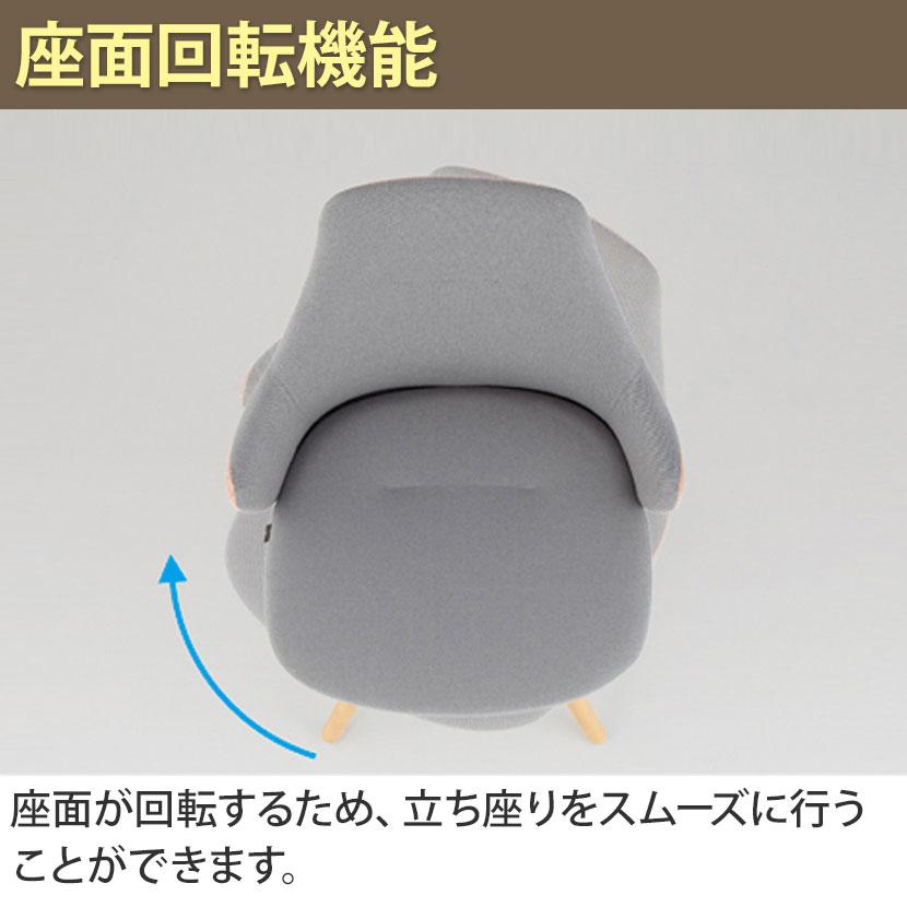 CD43YR ライブス ワークチェア Lives Work Chair オフィスチェア 事務椅子 ロータイプ 木脚 ブラックボディ 木脚ナチュラル色 インターロック (オカムラ)_12