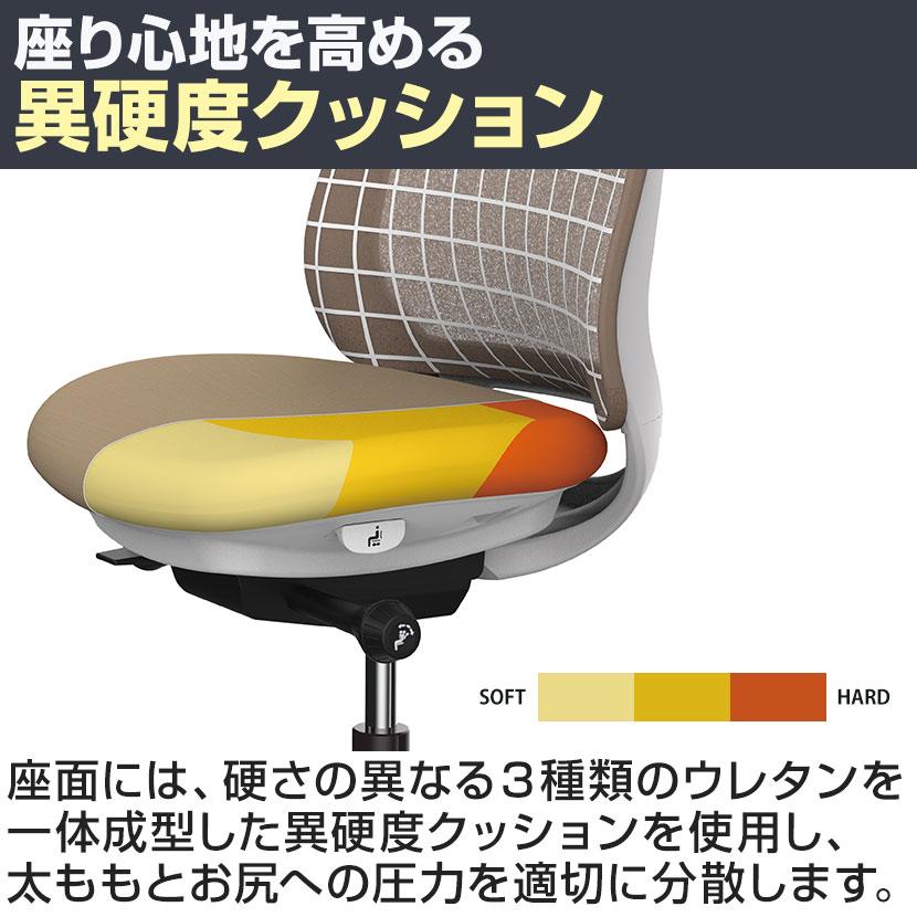 オカムラ ポータム CF28ZZ オフィスチェア 固定肘 背クッション エクストラスタンダード ホワイトボディ ハンガー付 ランバー付 ウレタンキャスター プレーンの画像