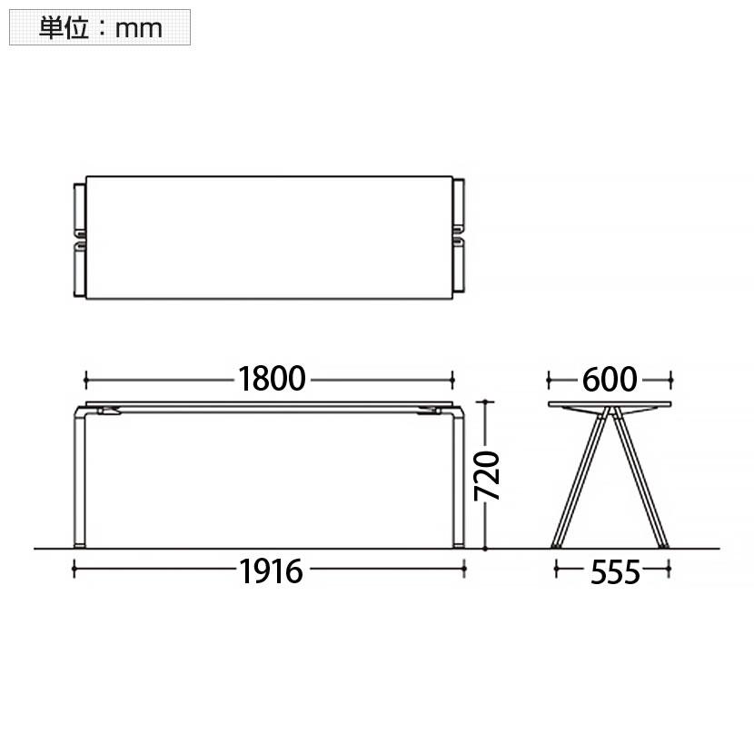 オカムラ wiesner hager Flessi フレッシ L685CA ミーティングテーブル 折りたたみ 幅1916×奥行600×高さ720mm スタッキング 連結 ネオウッドミディアム/ダーク｜officecom｜06