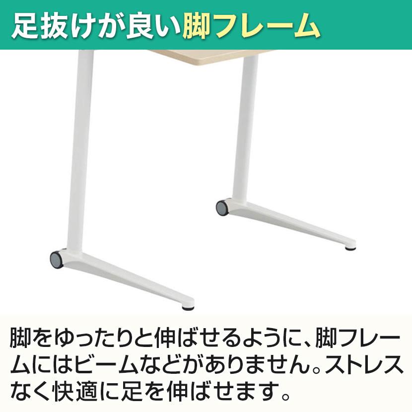 オカムラ ライブス Lives パーソナルテーブル MS85FK スクエア天板 幅800×奥行612×高さ700mm キャスター付き メラミン天板 ホワイト脚 プライズウッドの画像