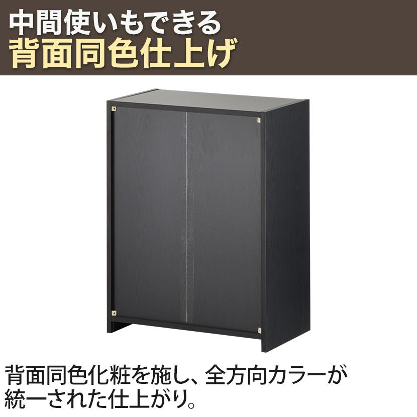法人様限定 キャビネット ペスパ2.0 両開き書庫 ロータイプ 2段扉付き 鍵付き書庫 2段 木製書庫 可動棚 幅600×奥行370×高さ785mm ブラック 古木調扉の画像