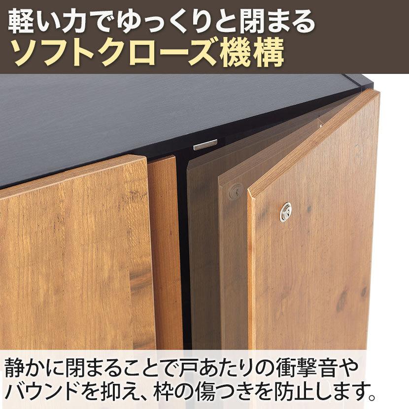 法人様限定 キャビネット ペスパ2.0 両開き書庫 ロータイプ 2段扉付き 鍵付き書庫 2段 木製書庫 可動棚 幅600×奥行370×高さ785mm ブラック 古木調扉の画像