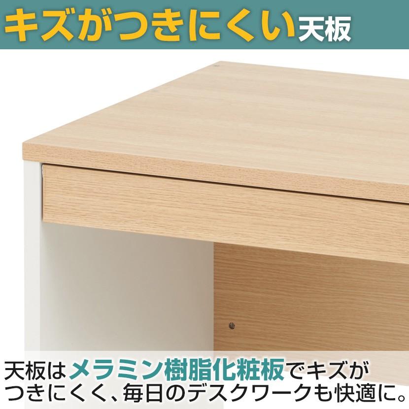 法人様限定 オフィスデスク ペスパ システムデスク 平机 事務机 木製 引出し ワゴン 机上ラック ハイタイプ セット 1200×600mm ホワイト:販売終了の画像