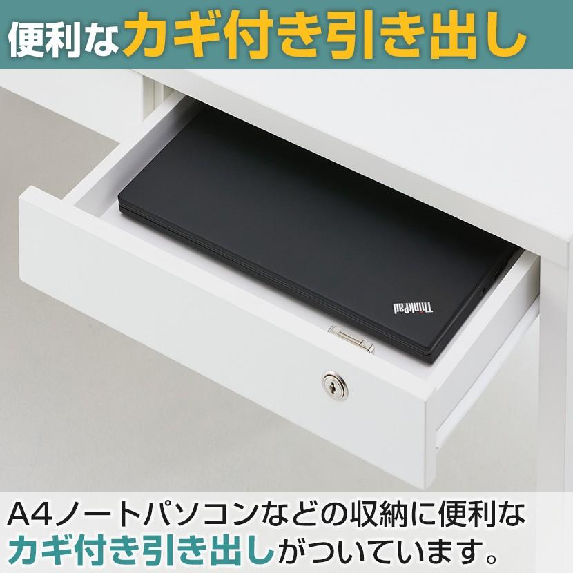 法人様限定 オフィスデスク ペスパ システムデスク 平机 事務机 木製 引出し ワゴン 机上ラック ハイタイプ セット 1200×600mm ホワイト:販売終了の画像