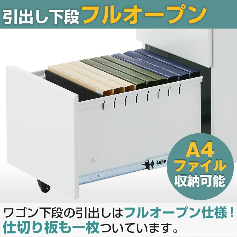 法人様限定 オフィスデスク ペスパ システムデスク 平机 事務机 木製 引出し ワゴン 机上ラック ハイタイプ セット 1200×600mm ホワイト:販売終了の画像