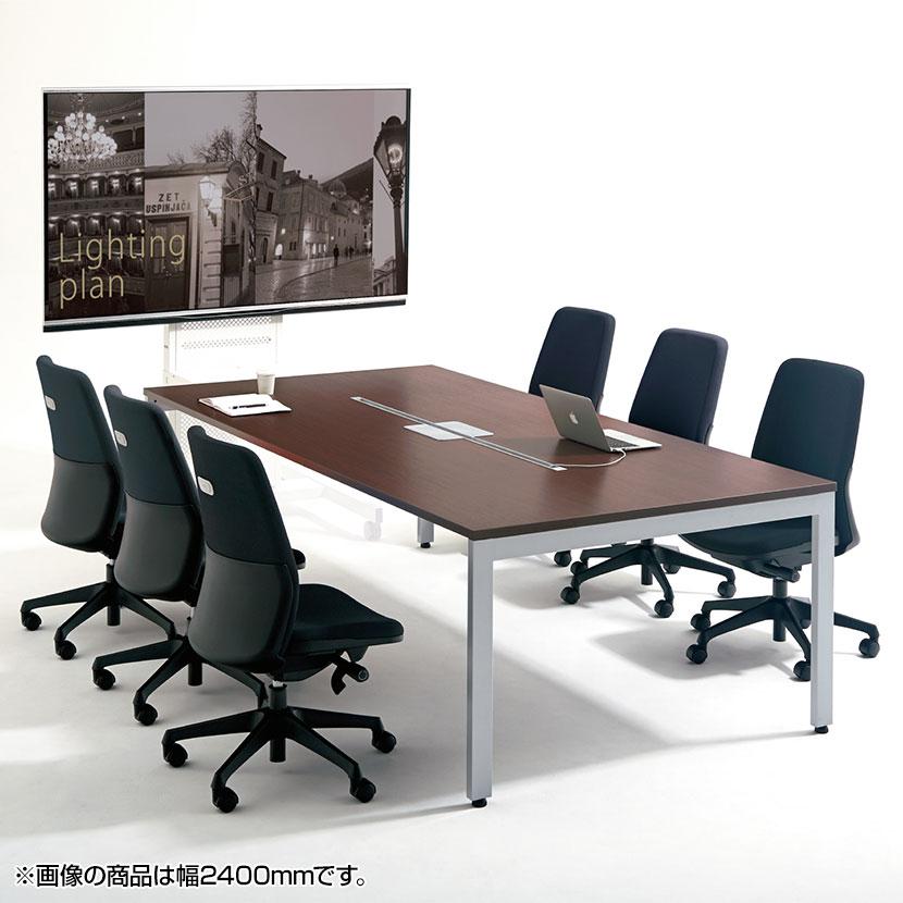 抗菌加工 FV-2012M LM FV 会議テーブル ミーティングテーブル 配線スリットタイプ 天板マホガニー 幅2000×奥行1200×高さ720mm プラス(PLUS) SIAAの画像