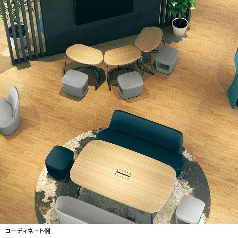 WorkHarbor(ワークハーバー) プラス(PLUS) WorkHarborソロデスク 1人用テーブル ワークテーブル 扇形 抗菌 耐指 HB-0905F 幅914×奥行609×高さ720mmの画像