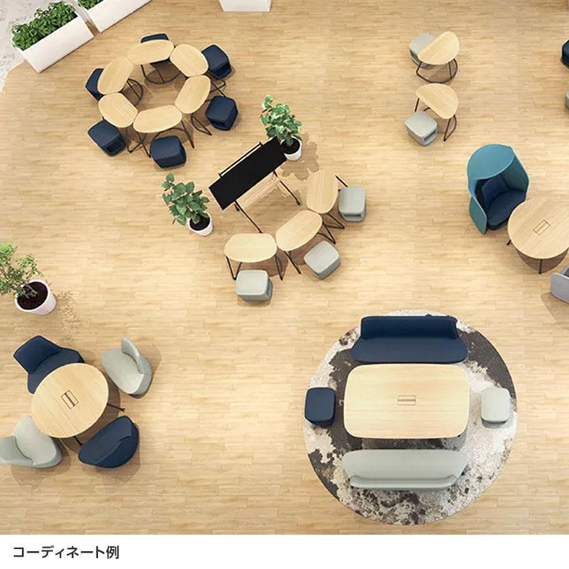 WorkHarbor(ワークハーバー) プラス(PLUS) WorkHarborソロデスク 1人用テーブル ワークテーブル 扇形 抗菌 耐指 HB-0905F 幅914×奥行609×高さ720mmの画像