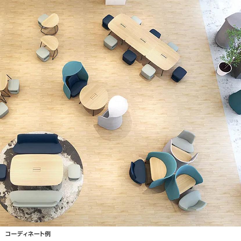 WorkHarbor(ワークハーバー) プラス(PLUS) WorkHarborソロデスク 1人用テーブル ワークテーブル D形 抗菌 耐指 HB-0906D 幅940×奥行658×高さ720mmの画像